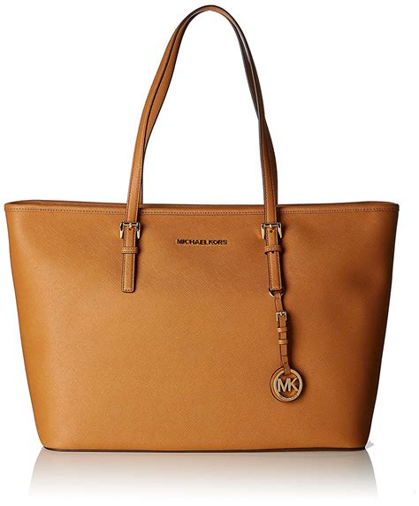 michael kors saffiano jet set zip top tote|michael kors leather bag.